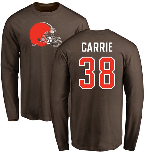 Men Cleveland Browns T J Carrie Brown Jersey #38 NFL Football Name and Number Logo Long Sleeve T Shirt->cleveland browns->NFL Jersey